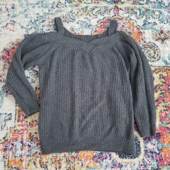 Off-the-Shoulder Attached Strap Loose Fit Sweater - Picture 1 of 3